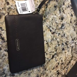 Coach brown leather wristlet