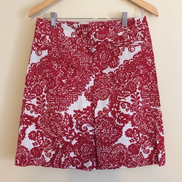 Talbots red white skirt