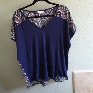Pixley blue top with Aztec accents