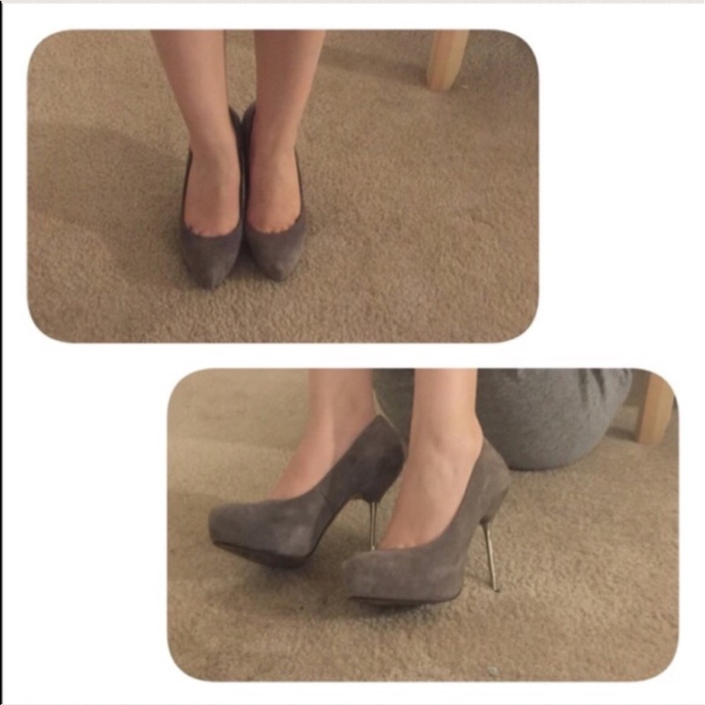 Zara grey suede platform pumps 37
