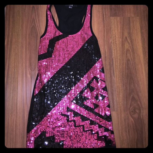 NEW Pink and black sequin dress.