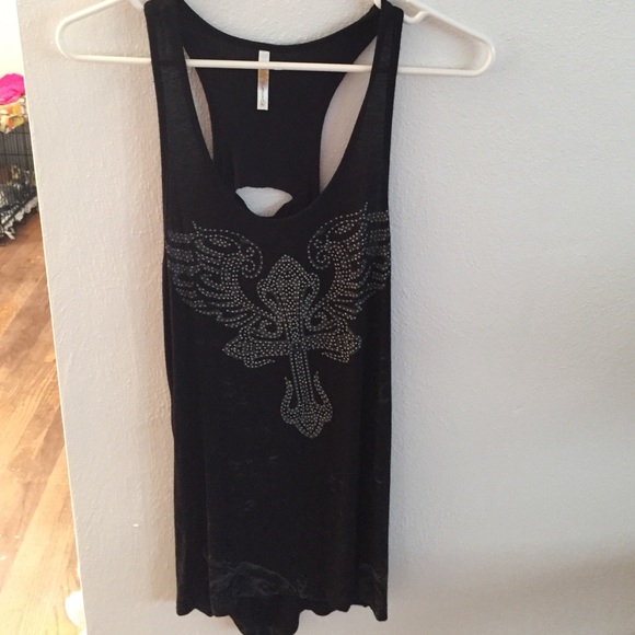 Black Open Back Tank Top