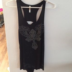 Black Open Back Tank Top