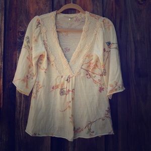Anthro sheer knit blouse