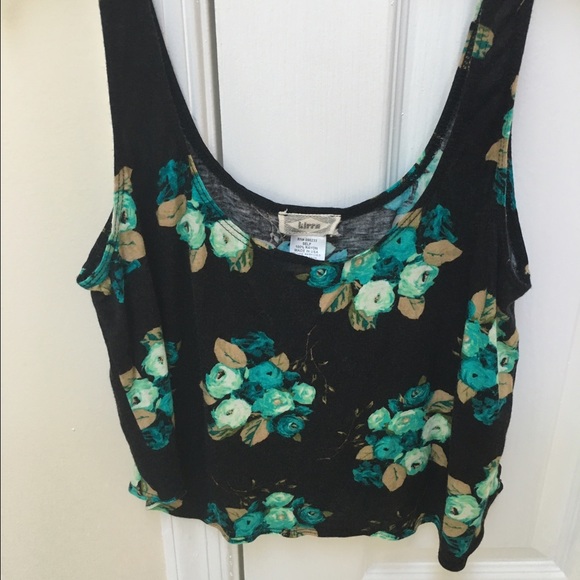 Turquoise/Black Floral Crop Top - Picture 4 of 4