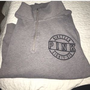 VS pink grey half zip