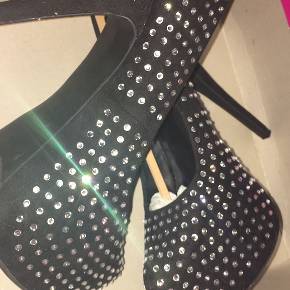Black sequin heels