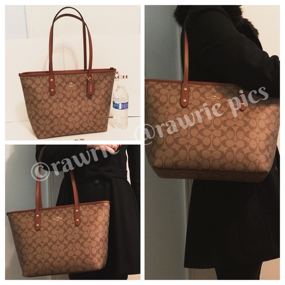 Coach Handbags - SALE New Coach signature zip top city tote khaki