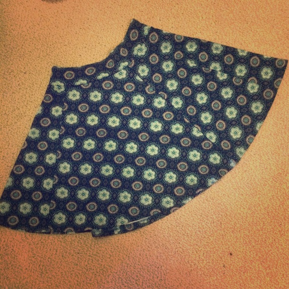 Green Patterned Skater Skirt