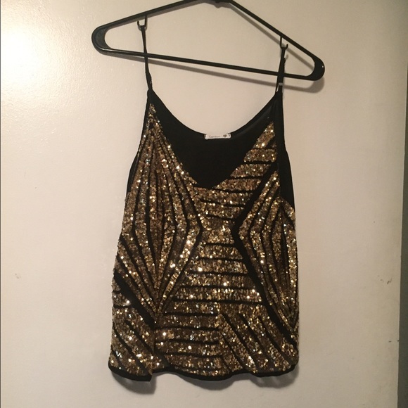 Gold sequin cropped top