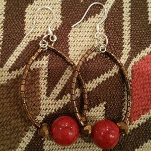 Fire ball bronze earrings