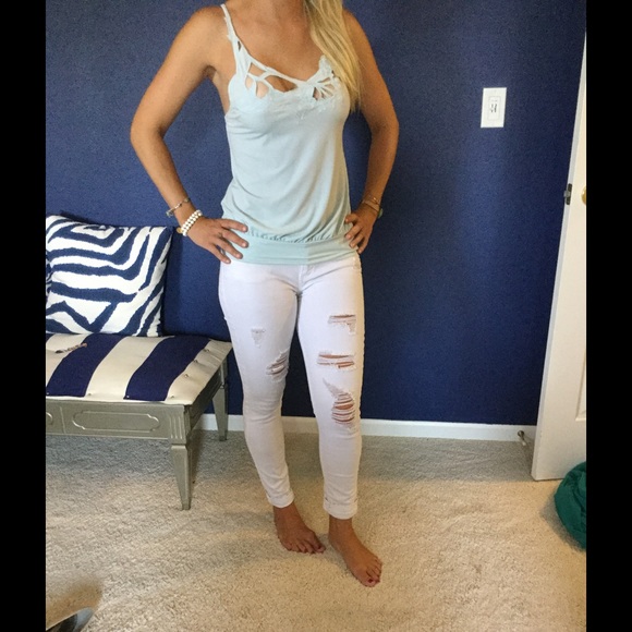 Arden B Light blue cut out tank