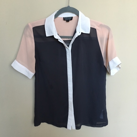 Top shop Color block button down short sleeve
