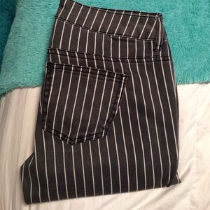 Never worn black and white striped jeans