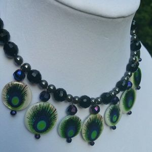 Peacock beaded necklace