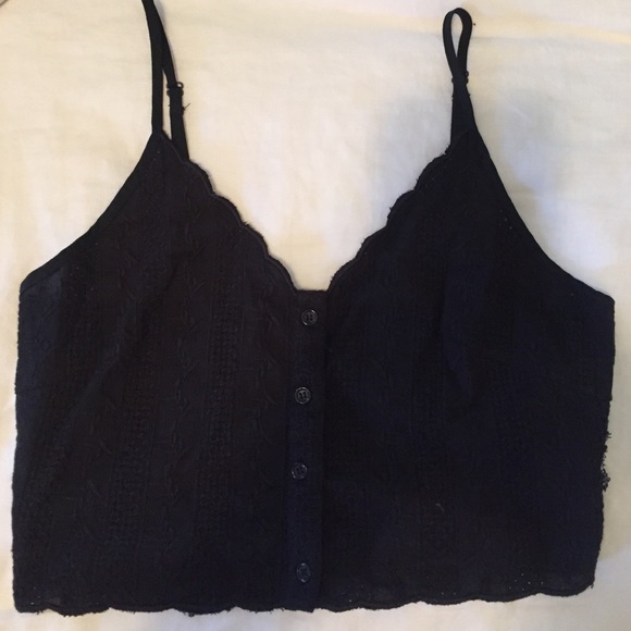 Black, button down crop top