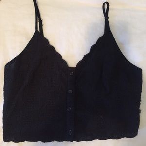 Black, button down crop top