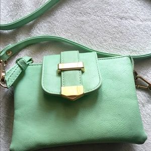 Mint green and gold small cross body purse