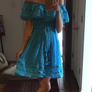 CLOSET CLOSING • Turquoise off-shoulder Sundress