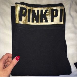 Pink Bootcut Gold Rhinestone Yoga Pants