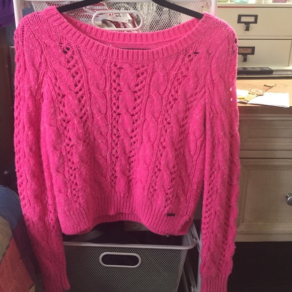 Hollister pink knit sweater