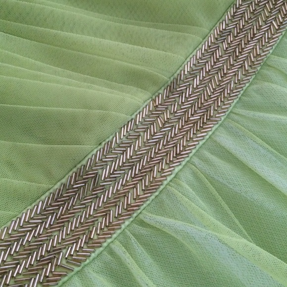 Max & Cleo Lime Green Dress with Gold Beading - Picture 4 of 4