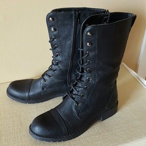 Faux leather Combat Style Zip Up Boots