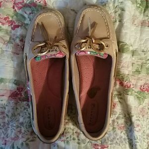 Sparkly floral sperrys