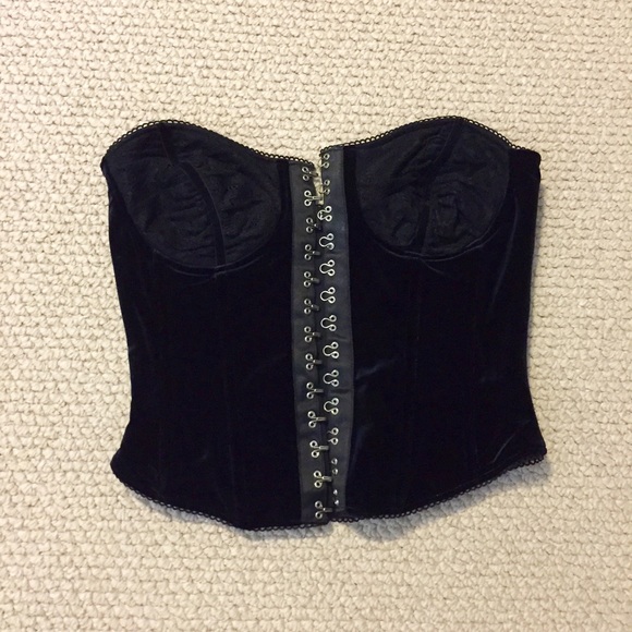 Bebe black velvet & lace corset Small/med