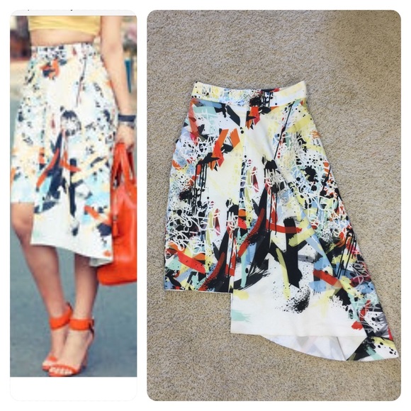 Zara Dresses & Skirts - Zara abstract asymetrical skirt
