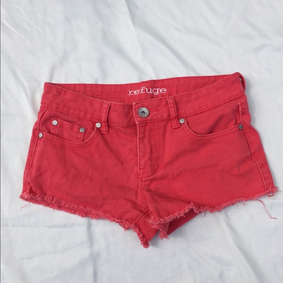 HOLD-REFUGE Red Low Waisted Shorts
