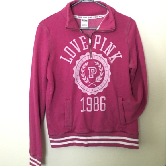 PINK half zip crew