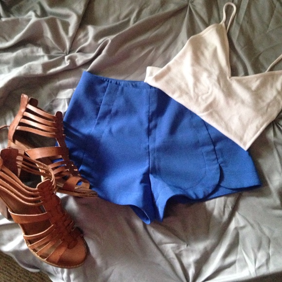 Royal blue high waisted shorts