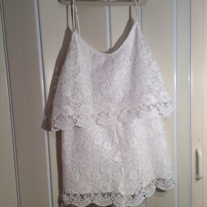 REPOSHING EUC Forever 21 white lace romper.