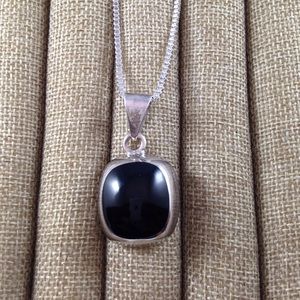 Sterling Silver Black Onyx Pendant Necklace