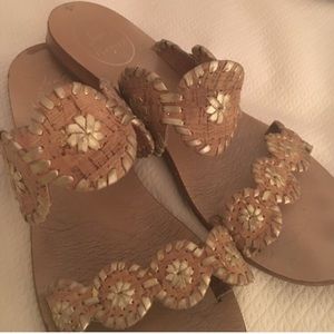 Jack Rogers Cork/Gold Lauren Sandal size 7