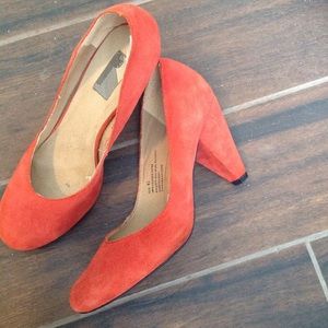 Coral Suede Leather Heels