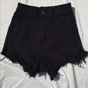 LA GJG High Waisted Jean Black Shorts