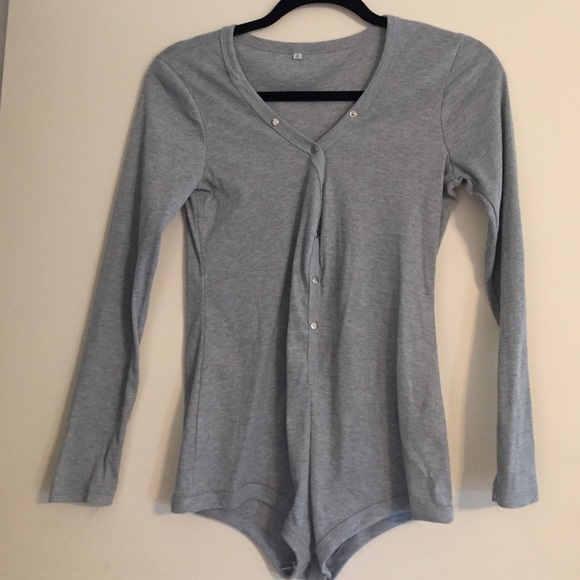 Grey button down onesie