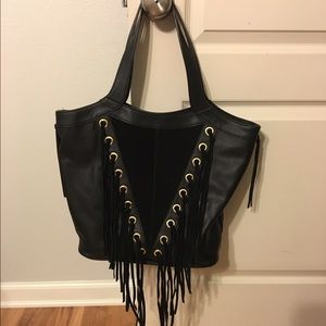 Steven Madden Black Purse with Fringe