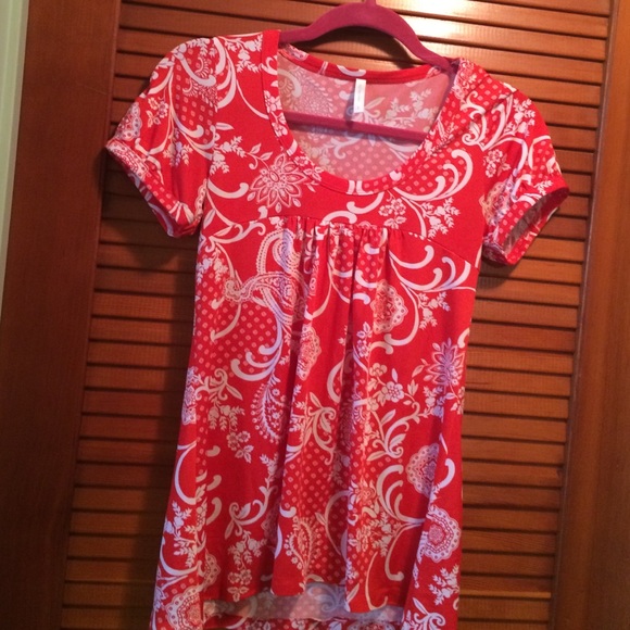 Red and white blouse