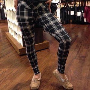 LuluLemon black and white plaid leggings