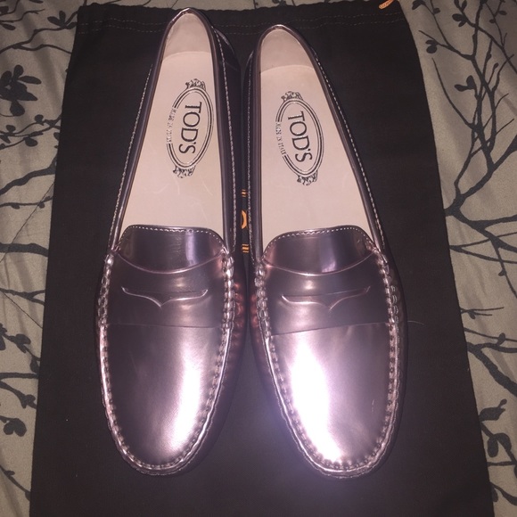 Tod's metallic penny loafers
