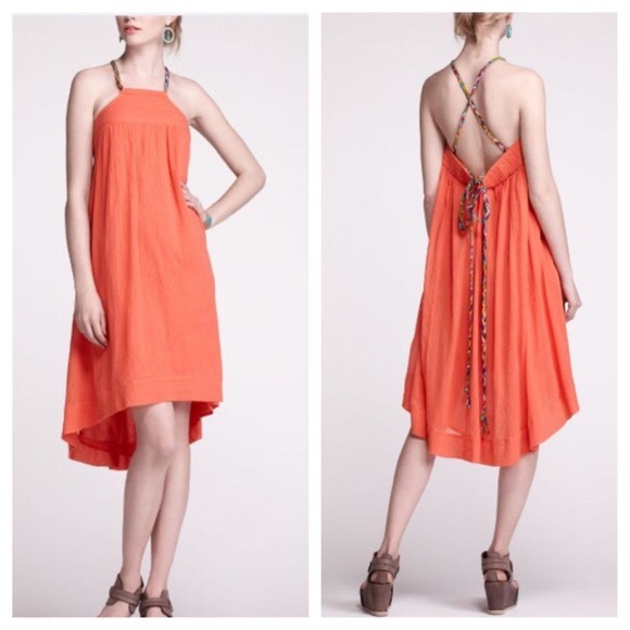 Anthropologie Coral Dress