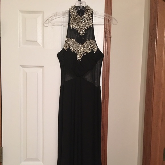 Black Formal/Prom dress w/ crystal embellishments
