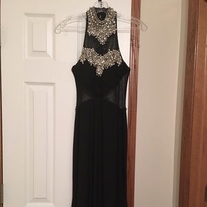 Black Formal/Prom dress w/ crystal embellishments