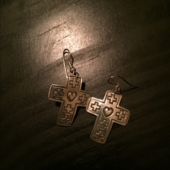 Silver cross earrings