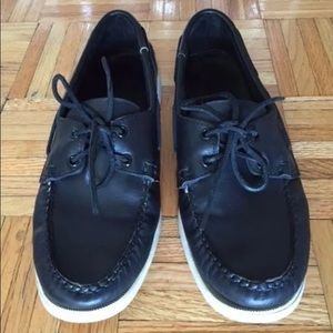 David Z xSebago Docksides Black Leather Boat Shoes