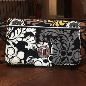 Vera Bradley Lime Green and Black Large Zip Wallet