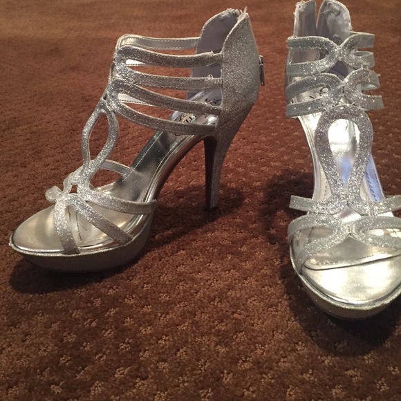 Silver high heels